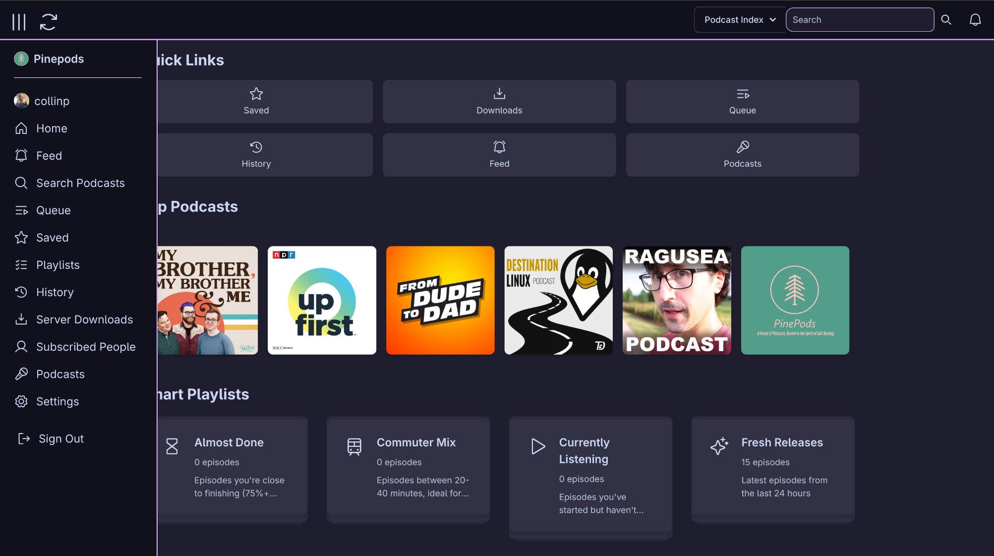 PinePods Web Interface